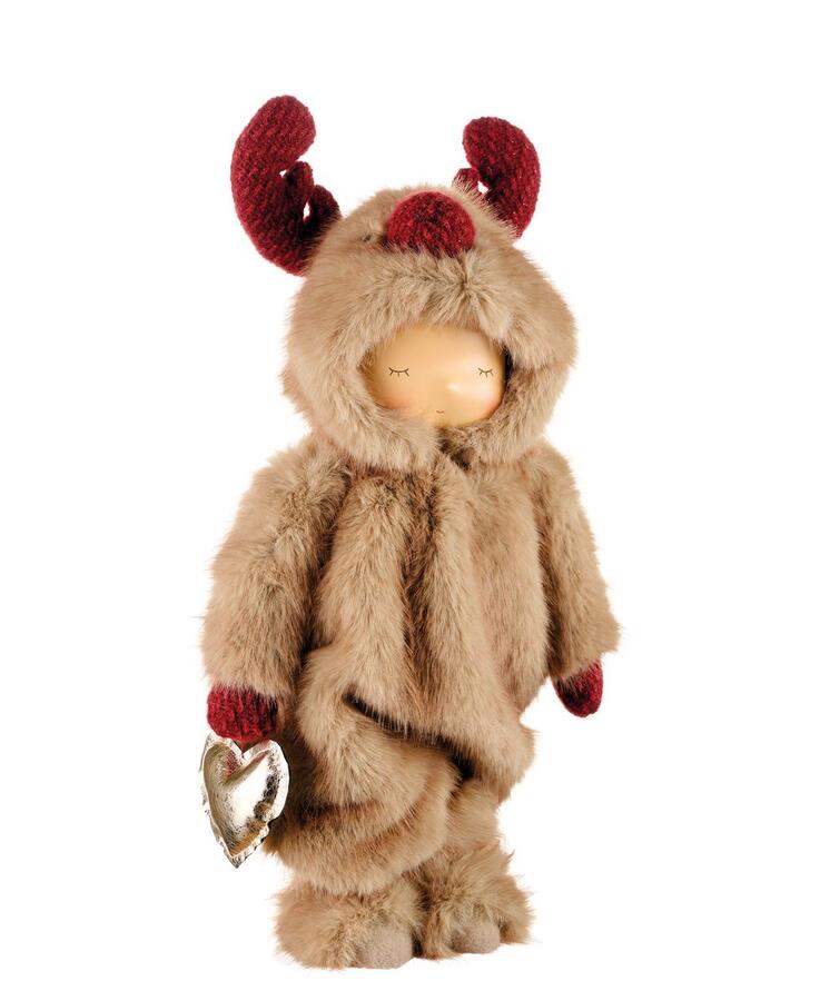 L'Oca Nera Festa nel Bosco Grande — bambine decorative natalizie in resina e pelliccia sintetica, 3 modelli