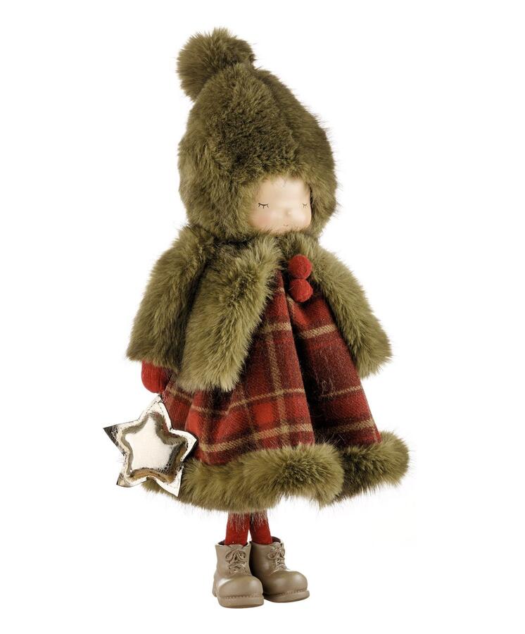 L'Oca Nera Festa nel Bosco Grande — bambine decorative natalizie in resina e pelliccia sintetica, 3 modelli