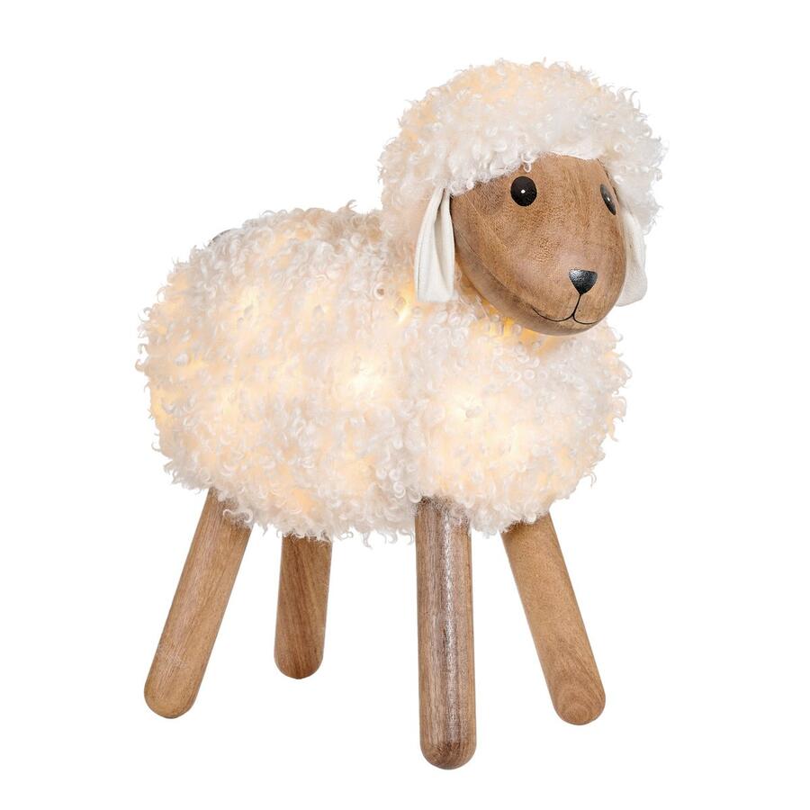 L'Oca Nera Fiocchi di Neve — pecorella luminosa a LED in legno e poliestere, 2 misure