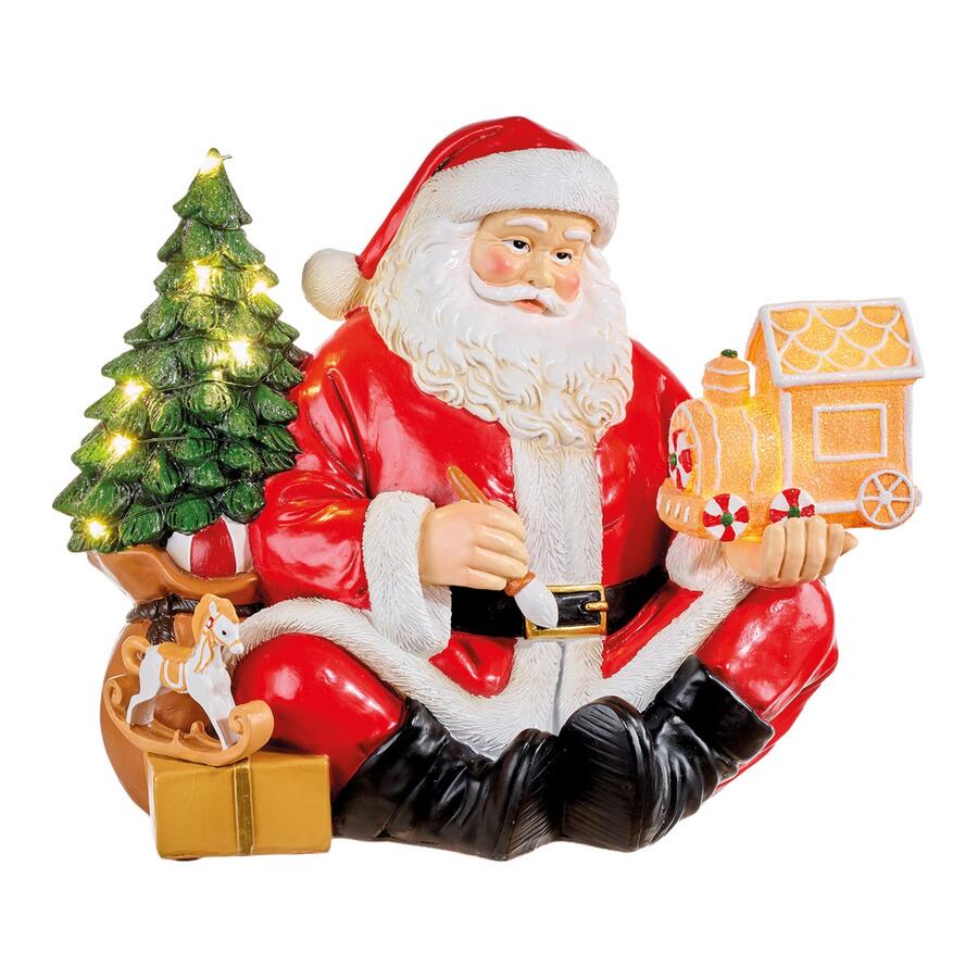 L'Oca Nera My Dear Santa — Babbo Natale decorativo con luce LED in resina, 2 modelli