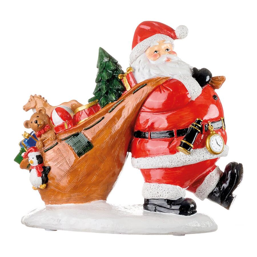 L'Oca Nera Hi Santa! — Babbo Natale con Sacco Doni, Statuina Decorativa in Resina, 3 Modelli