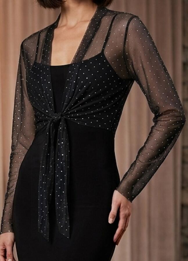 coprispalle bolero in tulle elastico con punti luce argento 11-0015