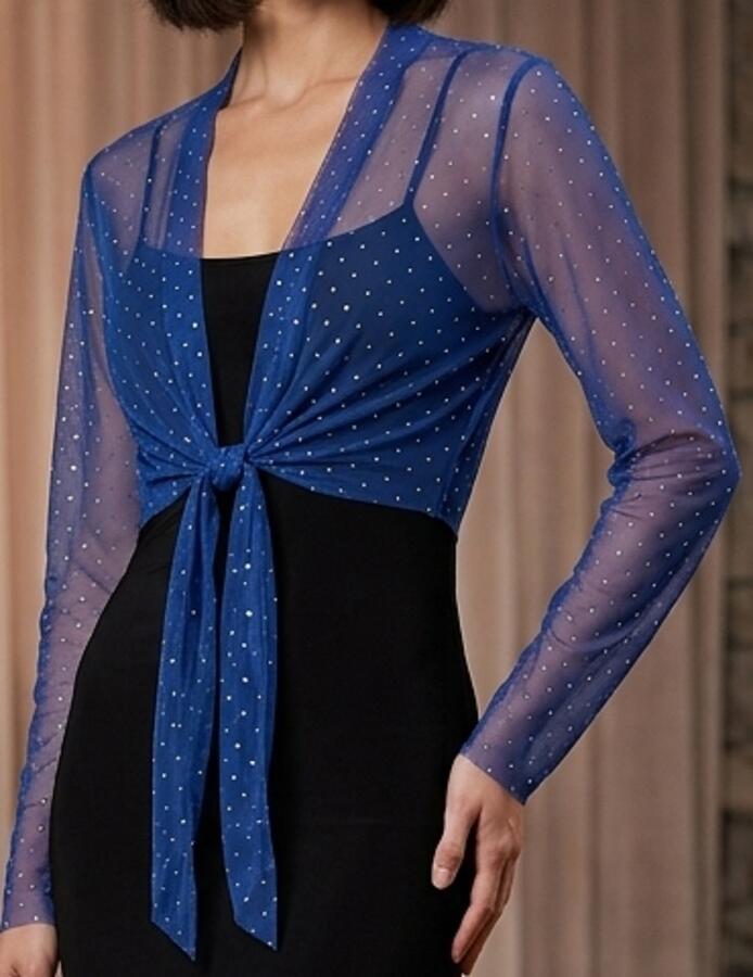 coprispalle bolero in tulle elastico con punti luce argento 11-0015