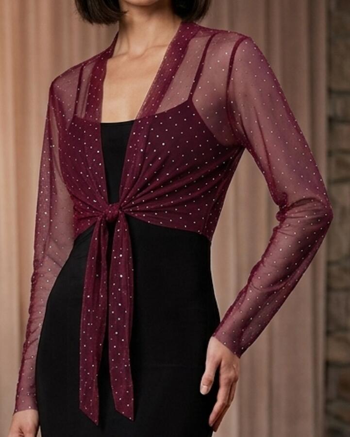 coprispalle bolero in tulle elastico con punti luce argento 11-0015