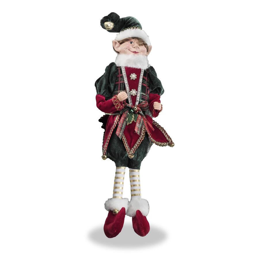 Fantin Elfo Sospeso in Velluto, cm 15x6,5xH50 — Rosso/Verde o Verde/Rosso