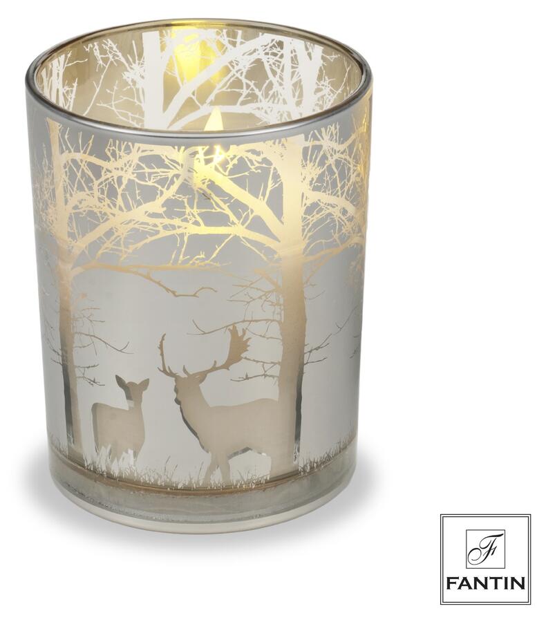 Fantin - Candela LED Silver Renne del Bosco, Vetro e Cera, 2 Misure