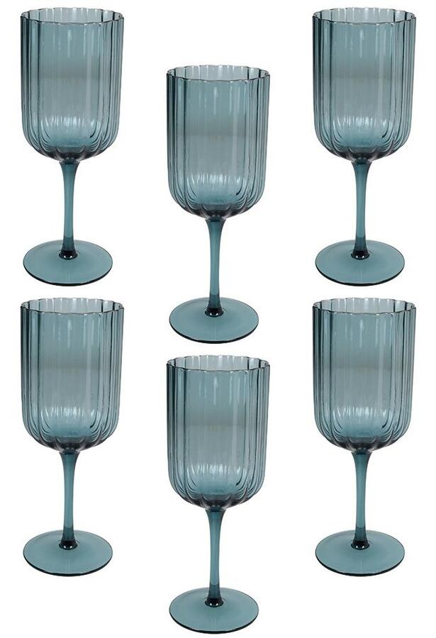 Tognana Set 6 Calici in Vetro Dalia 350 cc — Blu, Verde o Grigio