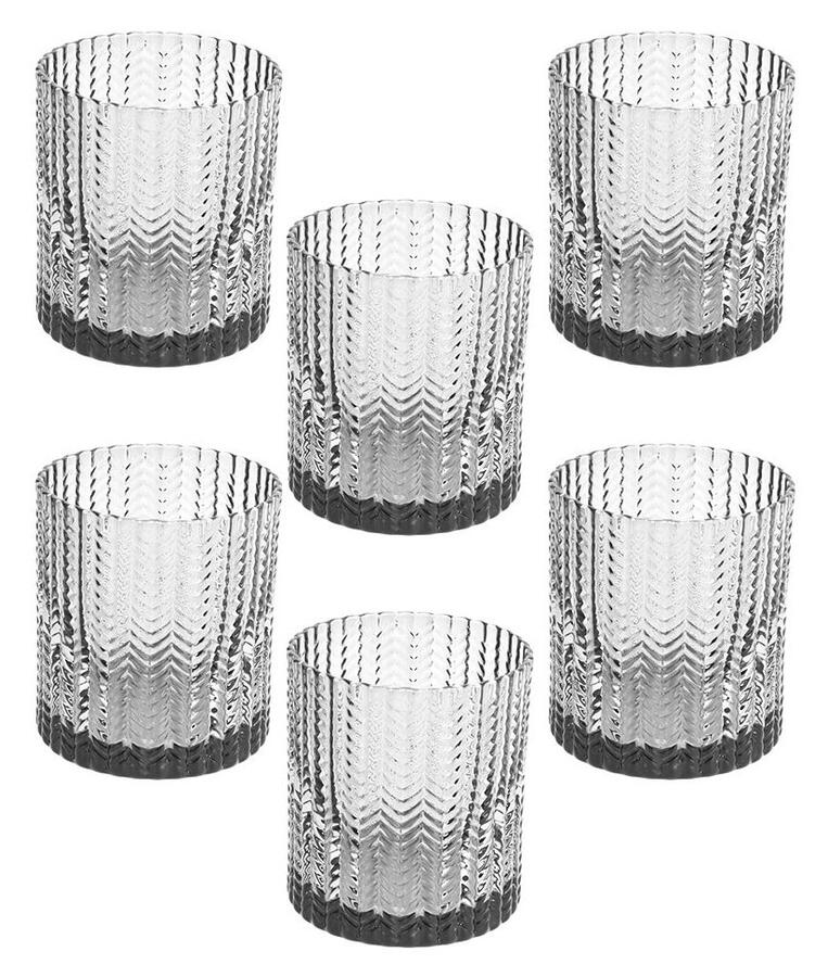 Tognana Set 6 Bicchieri in Vetro Grain 280 cc — Trasparente, Blu, Verde o Viola