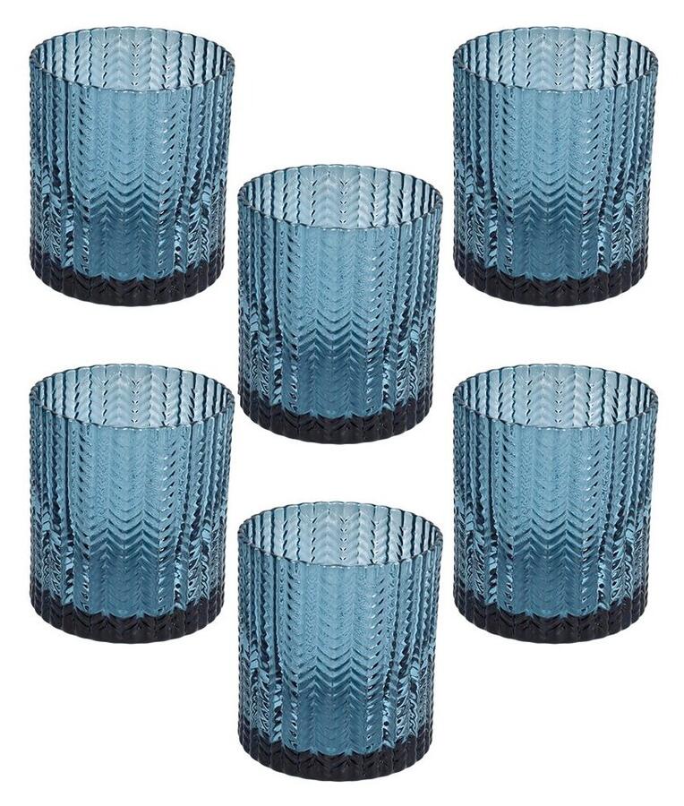Tognana Set 6 Bicchieri in Vetro Grain 280 cc — Trasparente, Blu, Verde o Viola