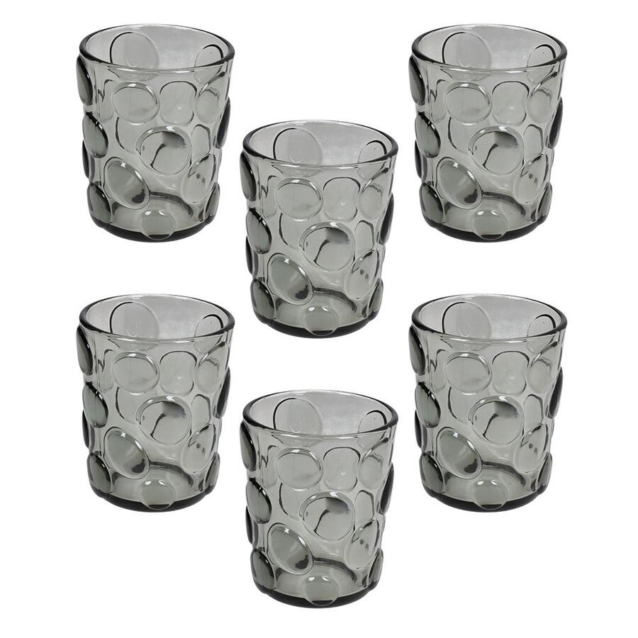 Tognana Set 6 Bicchieri in Vetro Pebble 260 cc — Marrone, Grigio, Verde o Viola