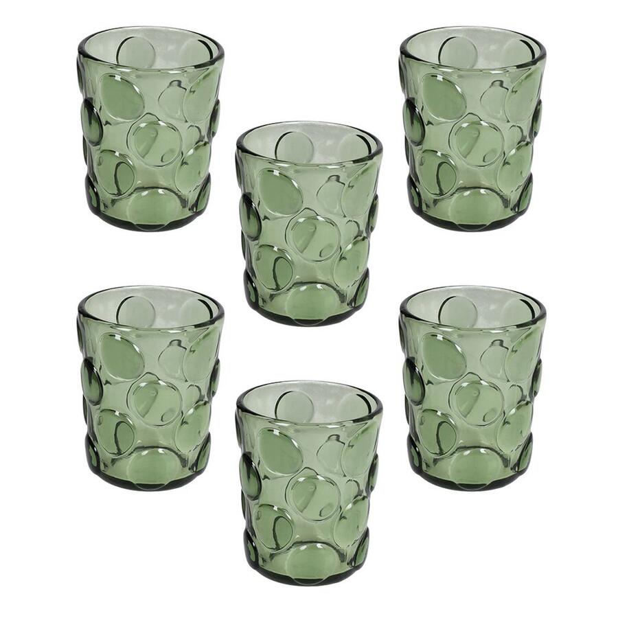 Tognana Set 6 Bicchieri in Vetro Pebble 260 cc — Marrone, Grigio, Verde o Viola