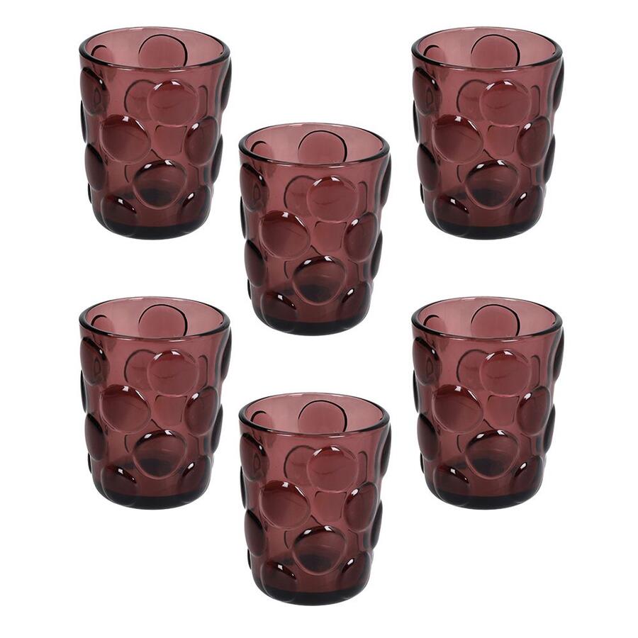 Tognana Set 6 Bicchieri in Vetro Pebble 260 cc — Marrone, Grigio, Verde o Viola