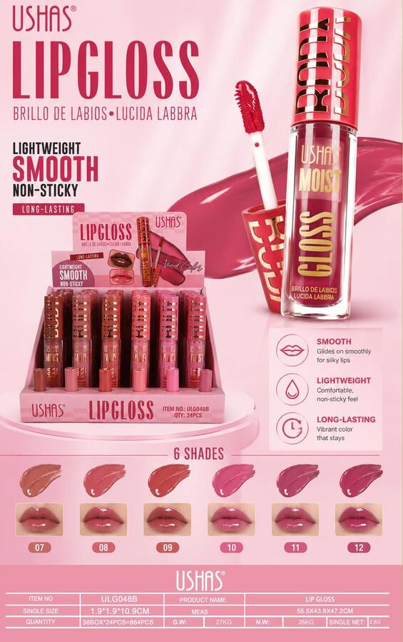 Ushas Moist Lip Gloss [Conf. da 24 pezzi]