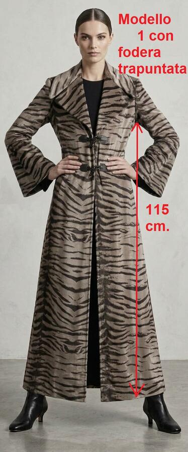 1071 Cappotto lungo in cavallino ecologico a pelo corto sartoria Italiana