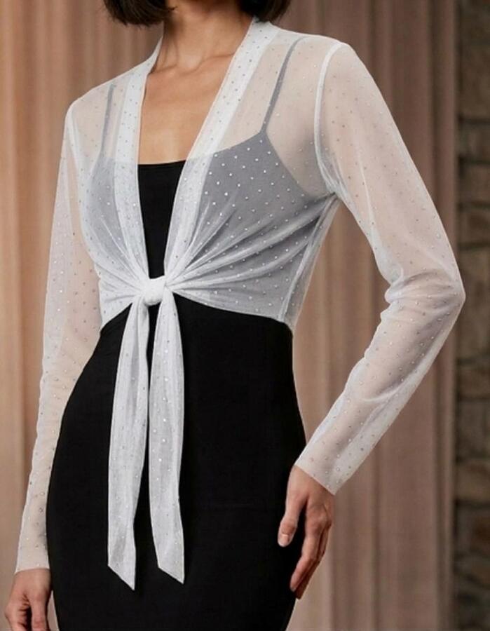 coprispalle bolero in tulle elastico con punti luce argento 11-0015