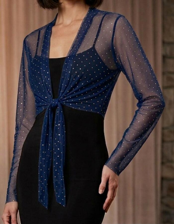coprispalle bolero in tulle elastico con punti luce argento 11-0015