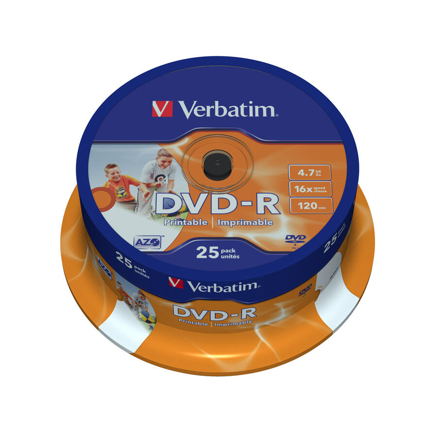 DVD-R 16X 4.7GB 120 Min. Stampabile VERBATIM