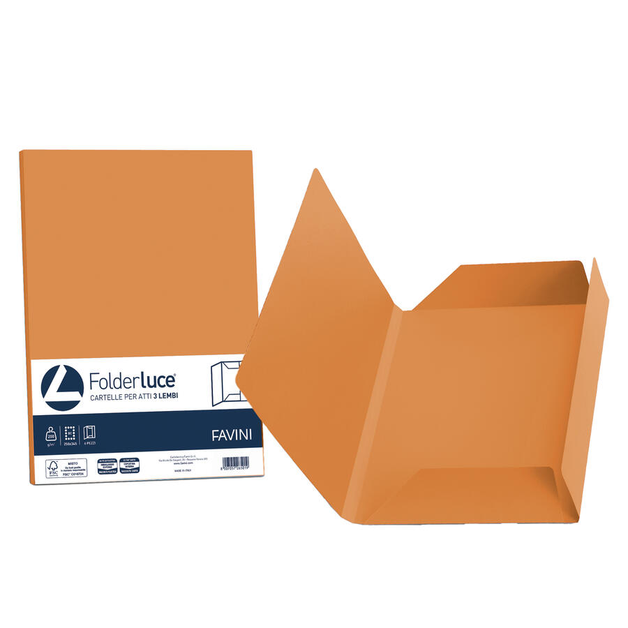 25 cartelline 3 lembi LUCE 200gr colori forti FAVINI