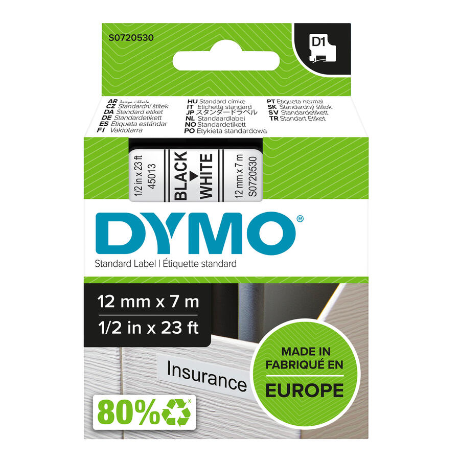 NASTRO DYMO TIPO D1 (12MMX7M)