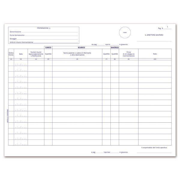 REGISTRO CARICO / SCARICO STUPEFACENTI UNITA' OPERATIVE - BUFFETTI 317101200