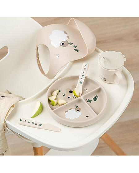 Piatto in silicone con scomparti Tiny Farm - Sabbia