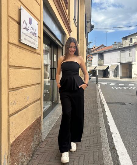 NOVITÀ Completo in viscosa top con balza e pantalone palazzo 