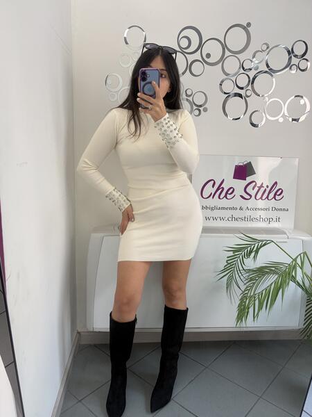 NOVITÀ Abito in maglina dettagli strass