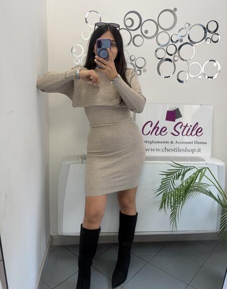 NOVITÀ Abito a canotta in maglina con coprispalle