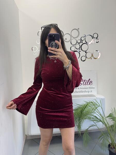 NOVITÀ Abito in velluto manica a campana