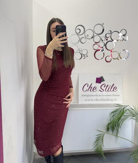 SALDO Abito lungo brillantinato asimmetrico