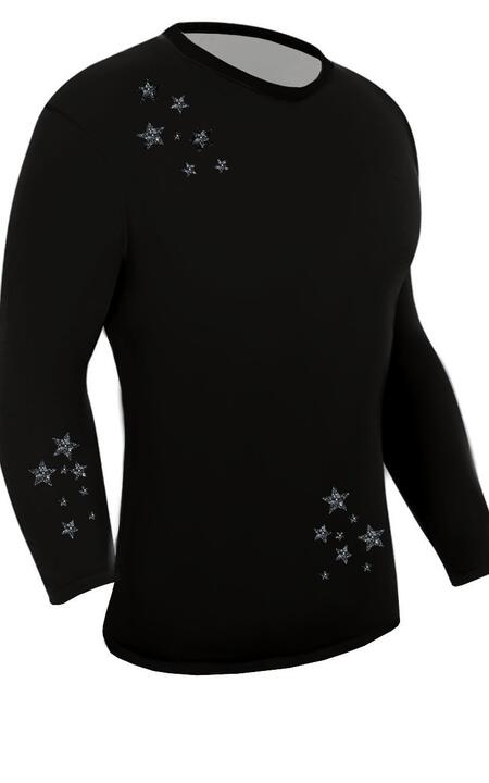 Maglia da Uomo per il ballo in tessuto tecnico elastico con stampa a stelle luccicose argento 12-0001G