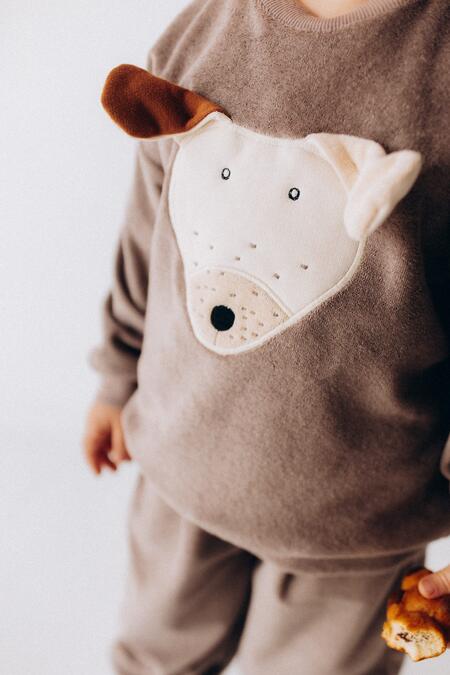 Maglione Oversize in Spugna GOTS – Cinder – Cane