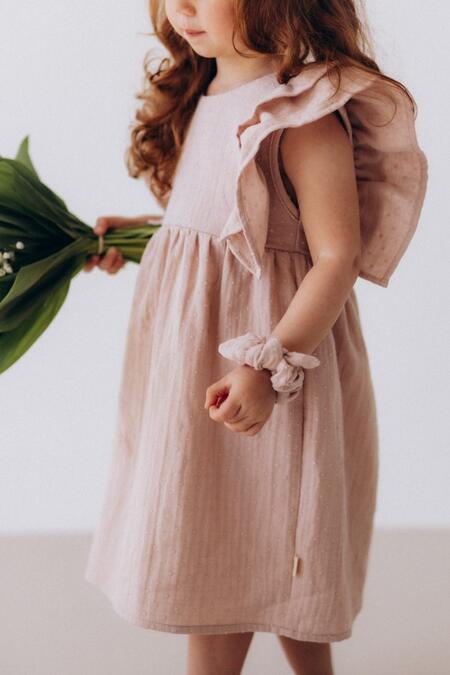 Abitino in Mussola di Cotone Organico con Ruffles – Light Old Pink