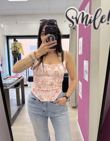 NOVITÀ Top effetto corsetto a fiorellini