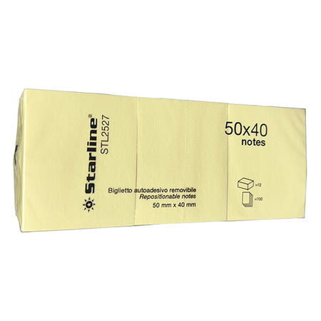 Blocchetto Adesivo tipo POST-IT 653 100 ff 50x40 mm STARLINE - conf. 12 pz