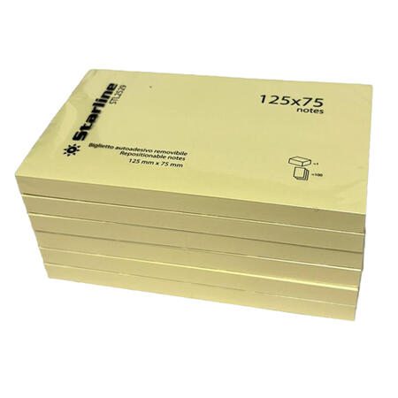 Blocchetto Adesivo tipo POST-IT 655 100 ff 75 x 125 mm STARLINE - conf. 12 pz